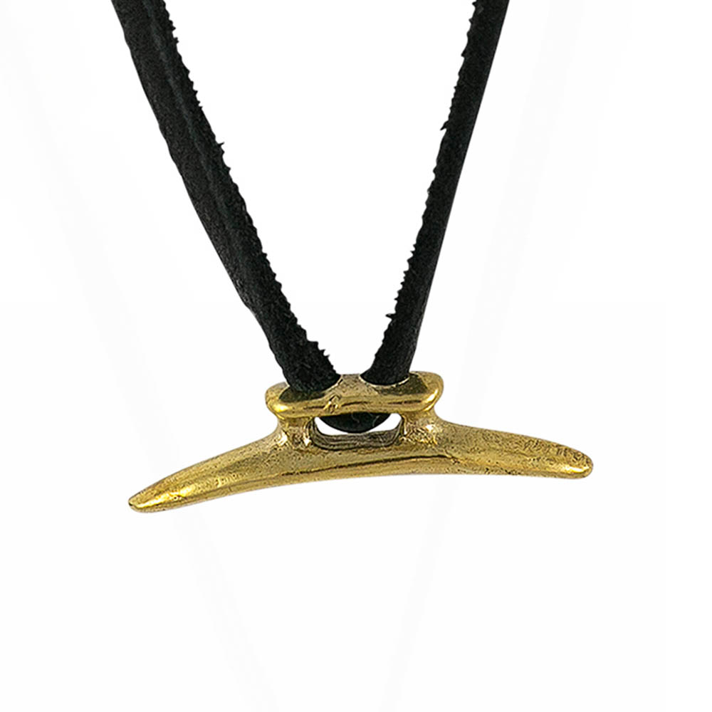 Waxing Poetic Boat Cleat Leather Necklace - Brass - 61cm